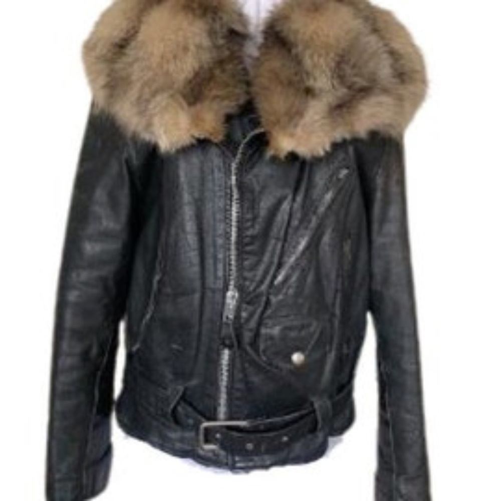 Vintage Branded Garments Cross Zip black leather jacket